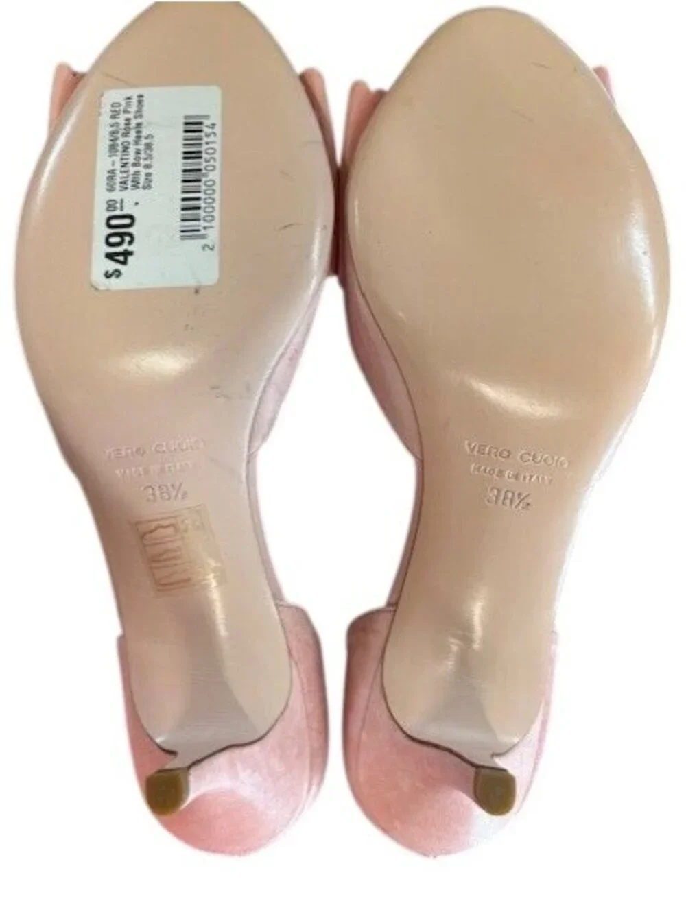 Red‎ Valentino Pink Leather Bow DOrsay Kitten Heel Pumps Size 38.5